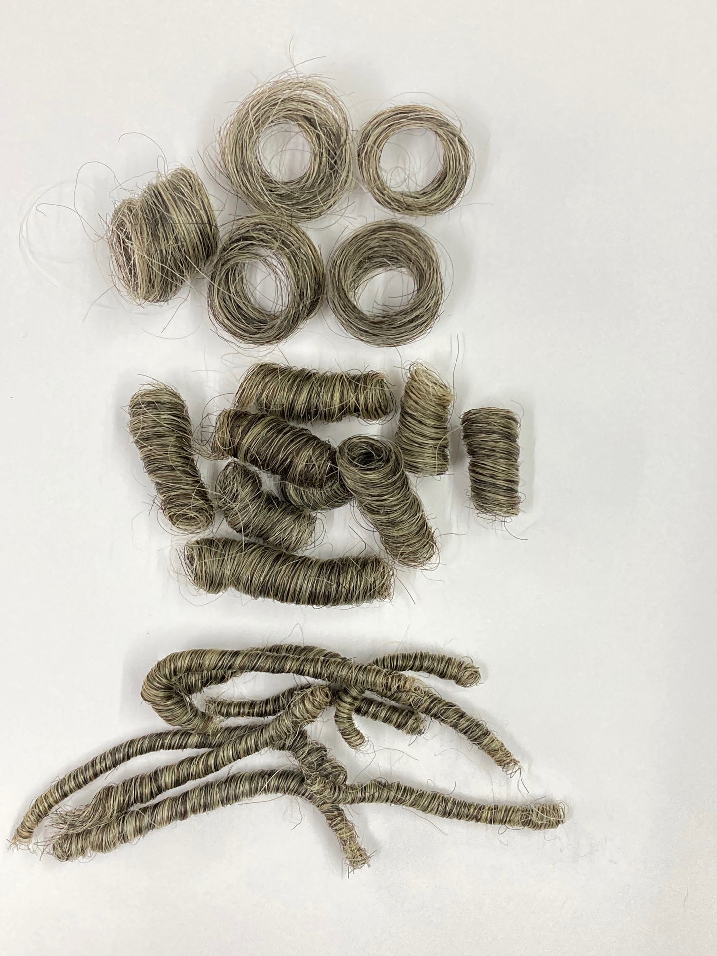 873 - Natural Grey Permanently curled Yak Hair - Various Curl Sizes and Hair Lengths