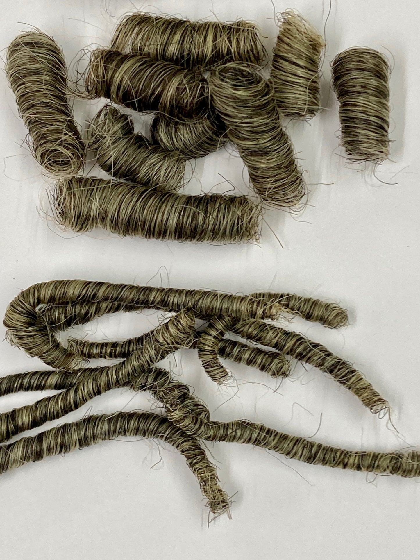 873 - Natural Grey Permanently curled Yak Hair - Various Curl Sizes and Hair Lengths