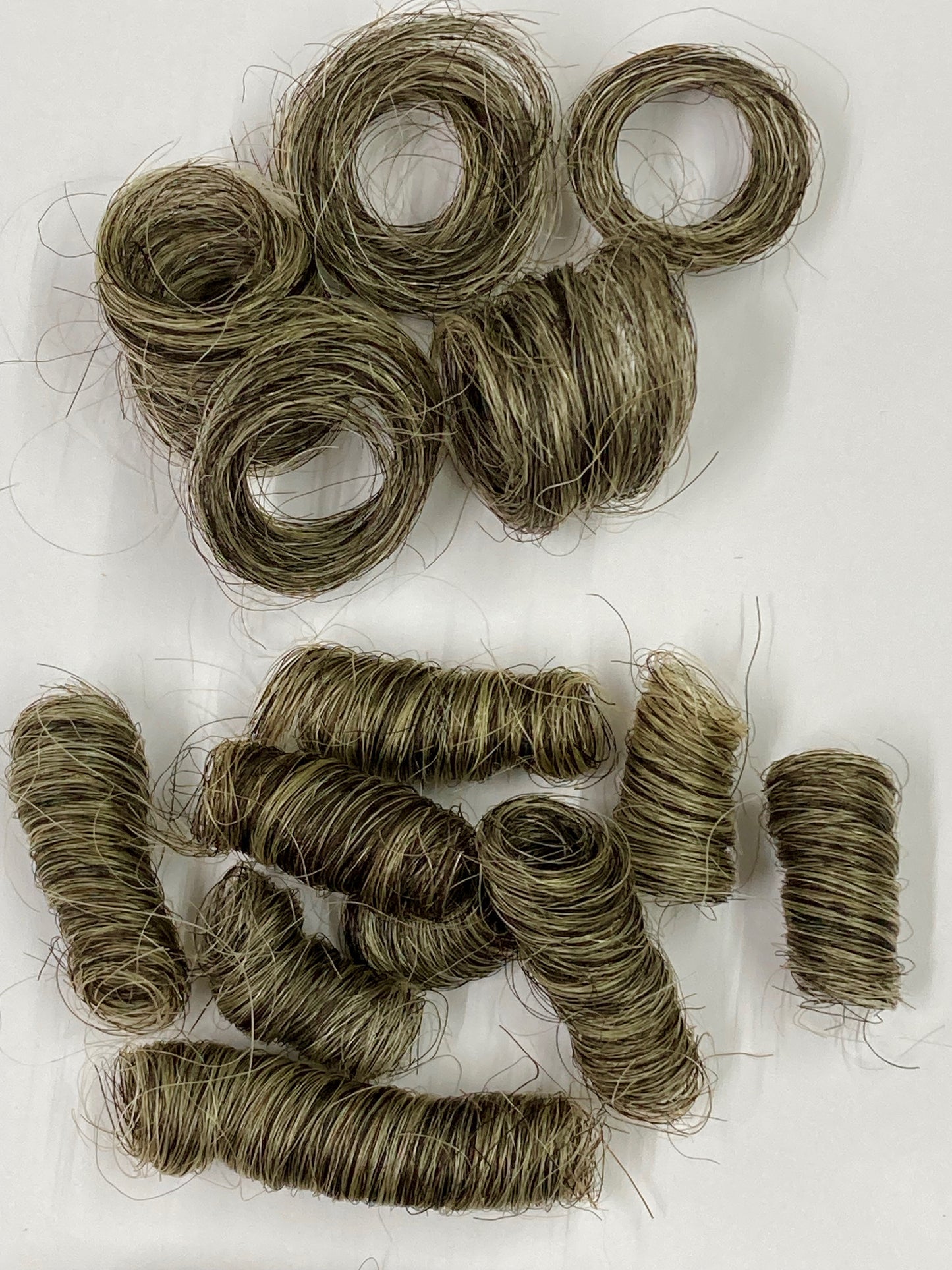 873 - Natural Grey Permanently curled Yak Hair - Various Curl Sizes and Hair Lengths
