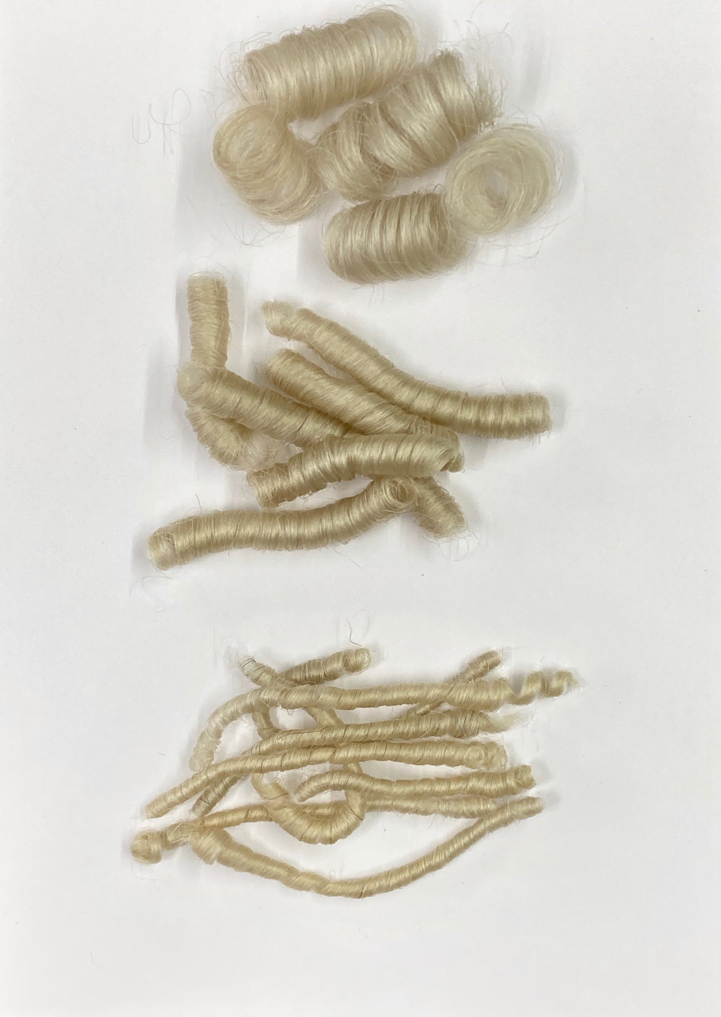 872. Natural White Permanently Curled Yak - Various Curl Sizes and Hair Lengths