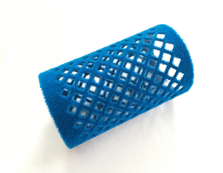 36mm Blue Flocked hair roller - The Wig Department