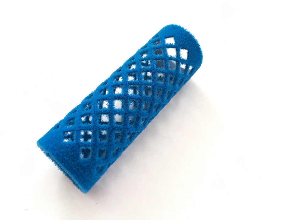 21mm Blue Flocked Metal Hair Roller - the Wig Department