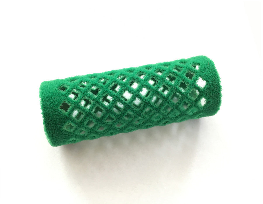 24mm Short Green Flocked Metal Hair Roller- The Wig Department