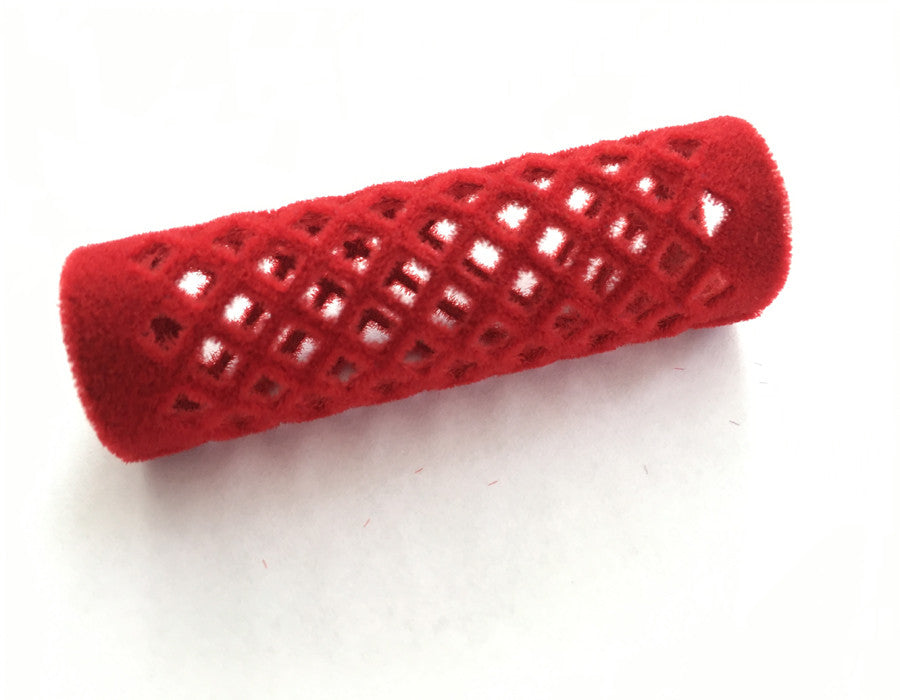 18mm Red Flocked Metal Hair Roller - the Wig Department