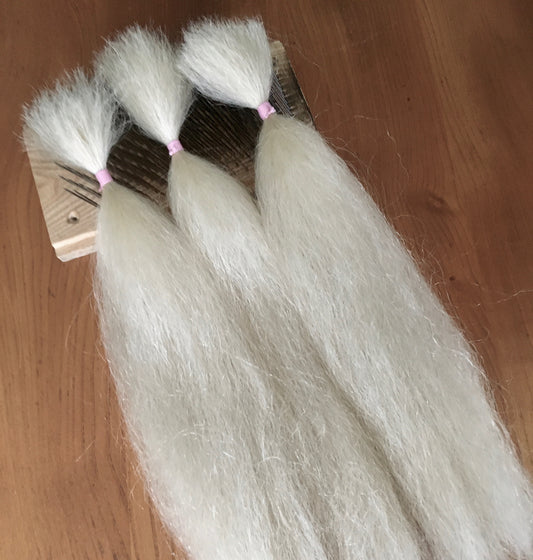 852 Natural Washed Creamy White Tail Yak - Various Lengths -  30Gram Bundle